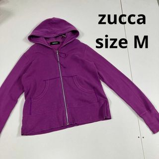 ズッカ(ZUCCa)のZUCCa ズッカ パーカー　パープル　ジップアップ　古着　フェード　ショート丈(パーカー)