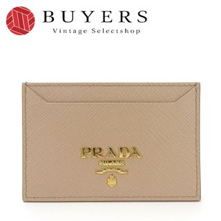 プラダ(PRADA)の【中古】美品 プラダ カードケース サフィアーノ ベージュ レザー 革 ビジネス シンプル レディース 女性 PRADA card case saffiano beige(名刺入れ/定期入れ)