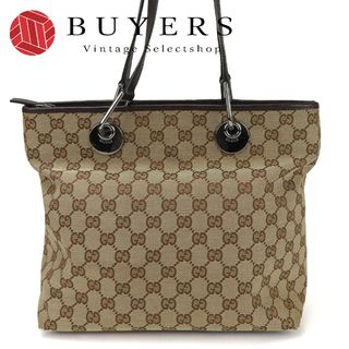 グッチ(Gucci)の【中古】 グッチ トートバッグ 139552 GGキャンバス レザー 革 ベージュ ダークブラウン カジュアル 普段使い レディース 女性 GUCCI tote bag canvas Leather(トートバッグ)