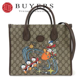 グッチ(Gucci)の【中古】 グッチ  2WAY ハンドバッグ ショルダー 肩掛け 648134 GGスプリーム ドナルドダック ディズニーコラボ レザー PVC ベージュ ブラウン レディース 女性 GUCCI hand bag shoulder beige brown Donaldduck(ハンドバッグ)