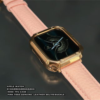アップルウォッチ(Apple Watch)のアップルウォッチ　クロームケース/ピンクレザーベルト(その他)