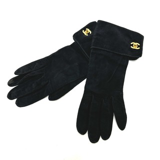 シャネル(CHANEL)のシャネル CHANEL 手袋 CC ココマーク グローブ スエード ブラック(手袋)