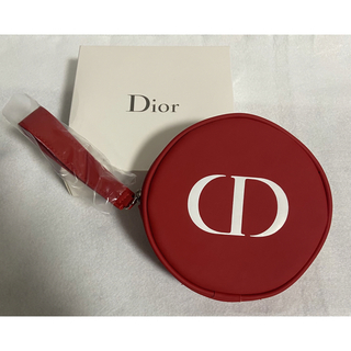 ディオール(Dior)の【Dior】ディオール ノベルティ丸型ポーチ  レッド 【新品未使用】(ポーチ)