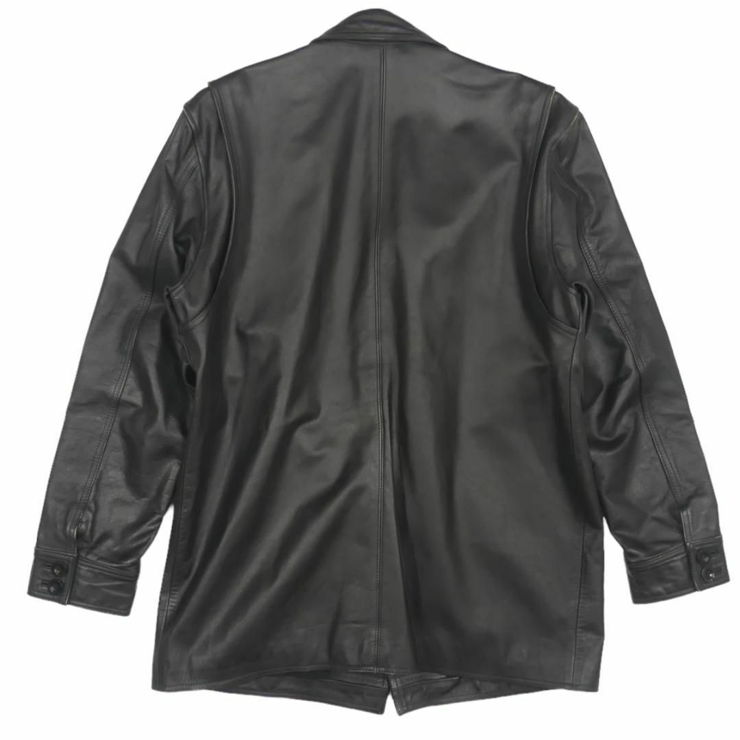 レザーコート 本革 XL メンズ 42 ロングコート 黒 カーコートTN1682 メンズのジャケット/アウター(ステンカラーコート)の商品写真