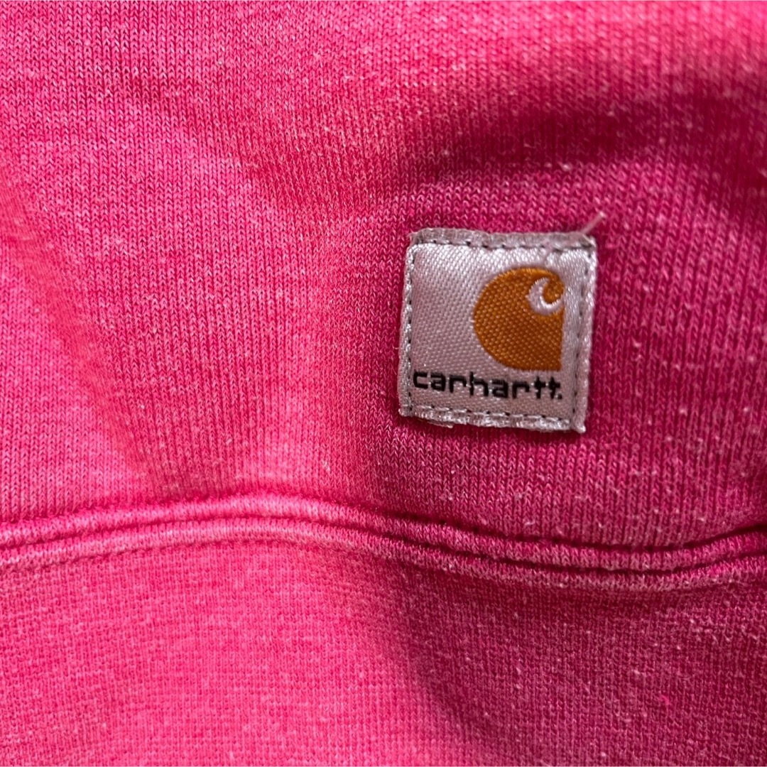 carhartt(カーハート)の【カーハート】フルジップパーカー　デカロゴ　裏起毛　刺繍　ピンクF7 レディースのトップス(パーカー)の商品写真