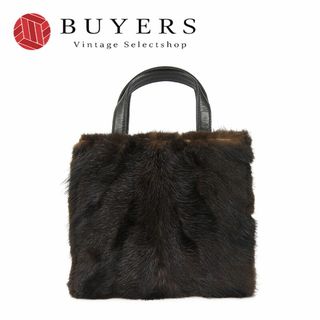 ロエベ(LOEWE)の【中古】 ロエベ ハンドバッグ レザー ブラック ダークブラウン 毛皮 ミニハンド レディース 女性 LOEWE(ハンドバッグ)