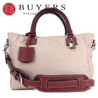 ロエベ(LOEWE)の【中古】ロエベ 2WAY ハンドバッグ ショルダー 肩掛け 318.21.C86 アナグラム レザー 革 ピンクベージュ ボルドー シック 女性 レディース LOEWE shoulder bag leather bordeaux(ハンドバッグ)