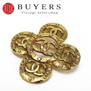 シャネル(CHANEL)の【中古】CHANEL シャネル ココマーク ブローチ アクセサリー 花 メッキ ゴールド 小物 箱 accessories brooch flower gold coco(ブローチ/コサージュ)