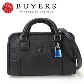 ロエベ(LOEWE)の【中古】美品  ロエベ マイクロミニ アマソナ 2WAY ハンドバッグ ショルダー ナノ アナグラム ブラック レザー 革 シルバー金具 シック レディース 女性 LOEWE amazona hand bag shoulder black Leather(ハンドバッグ)