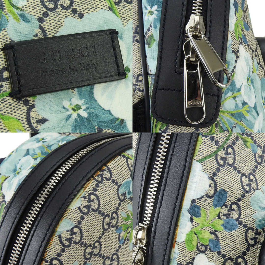 Gucci(グッチ)の【中古】 グッチ バックパック リュックサック 546327 GGブルームス GG柄 シルバー金具 レザー 革 ベージュ ネイビー ブルー GUCCI rucksack backpack flour leather pvc レディースのバッグ(リュック/バックパック)の商品写真