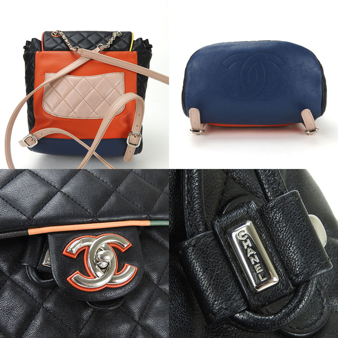 CHANEL(シャネル)の【中古】シャネル バックパック リュック マトラッセ ココマーク ラムスキン レザー 革 23番台 ブラック マルチカラー キルティング 普段使い 女性 レディース CHANEL rucksack bag black レディースのバッグ(リュック/バックパック)の商品写真