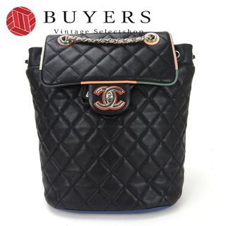 シャネル(CHANEL)の【中古】シャネル バックパック リュック マトラッセ ココマーク ラムスキン レザー 革 23番台 ブラック マルチカラー キルティング 普段使い 女性 レディース CHANEL rucksack bag black(リュック/バックパック)