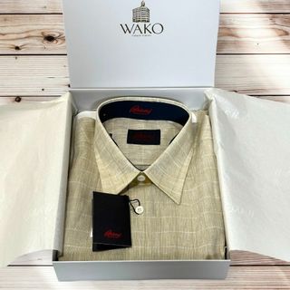 ブリオーニ(Brioni)の☆未使用☆ブリオーニ リネン100% 半袖シャツ チェック BRIONI(シャツ)