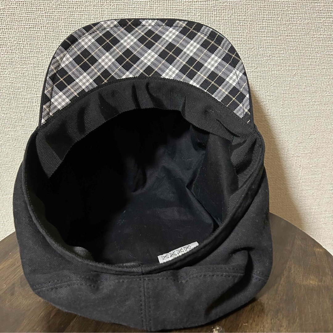 BURBERRY BLUE LABEL(バーバリーブルーレーベル)の小さめ57cm！バーバリーロンドンBL 古着ハンチング 黒 日本製 三陽商会  レディースの帽子(ハンチング/ベレー帽)の商品写真