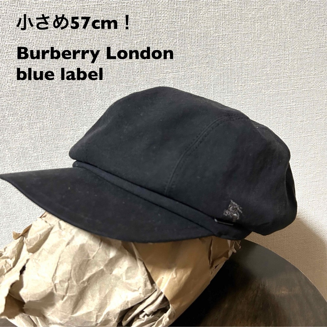 BURBERRY BLUE LABEL(バーバリーブルーレーベル)の小さめ57cm！バーバリーロンドンBL 古着ハンチング 黒 日本製 三陽商会  レディースの帽子(ハンチング/ベレー帽)の商品写真
