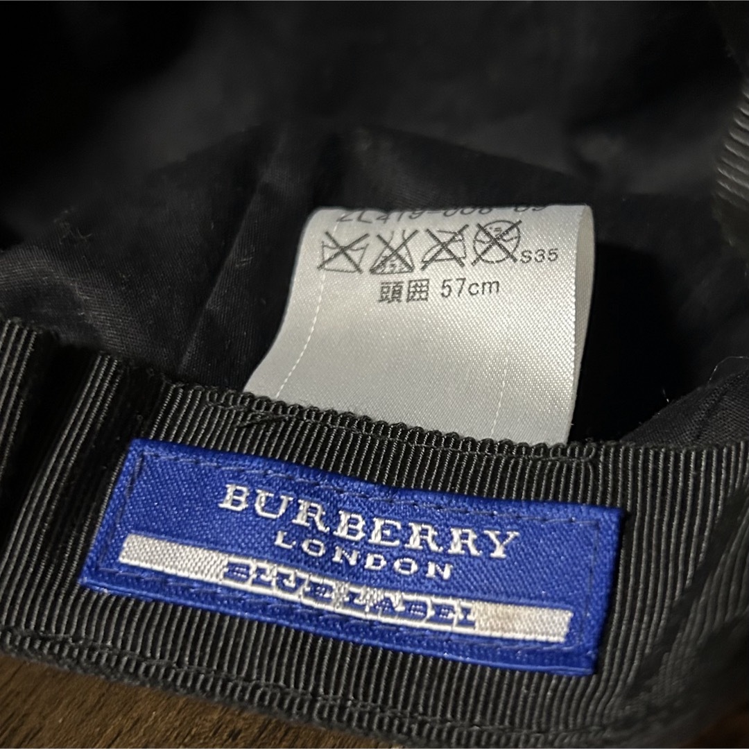 BURBERRY BLUE LABEL(バーバリーブルーレーベル)の小さめ57cm！バーバリーロンドンBL 古着ハンチング 黒 日本製 三陽商会  レディースの帽子(ハンチング/ベレー帽)の商品写真