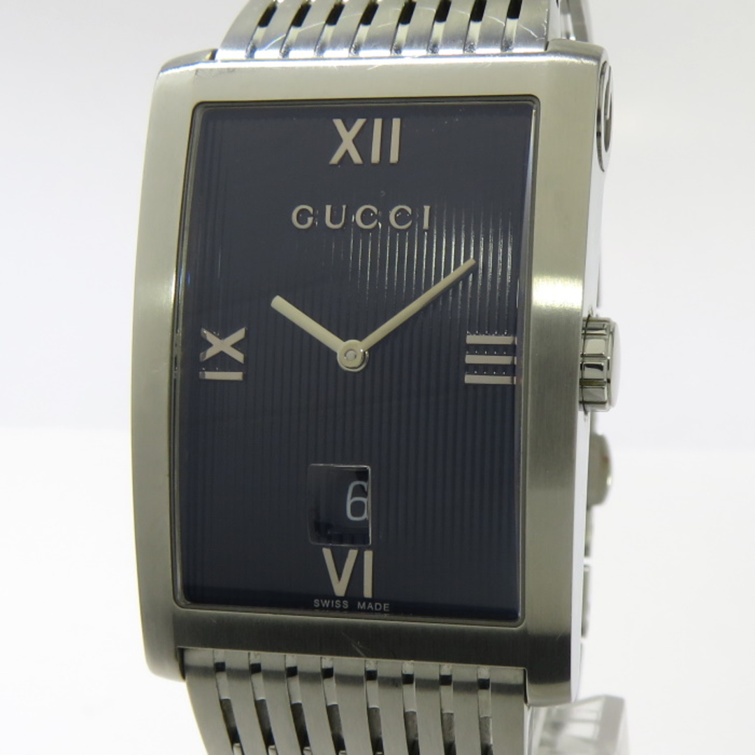 独特な Gメトロ GUCCI - GUCCI メンズ ネイビー文字 クオーツ SS 腕時計 男性用