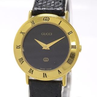 グッチ(Gucci)のGUCCI レディース 腕時計 クオーツ SS GP レザー ブラック文字盤(腕時計)