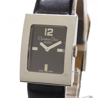 147 クリスチャンディオール時計　レディース腕時計　純正ベルト　ブラック　人気