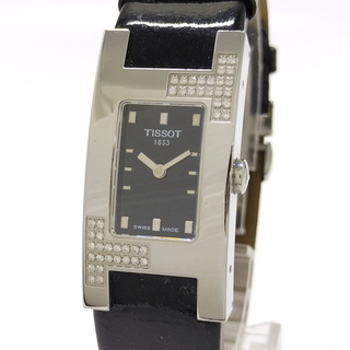 ティソ(TISSOT)のTISSOT レディース 腕時計 クオーツ SS レザー ブラック文字盤(腕時計)