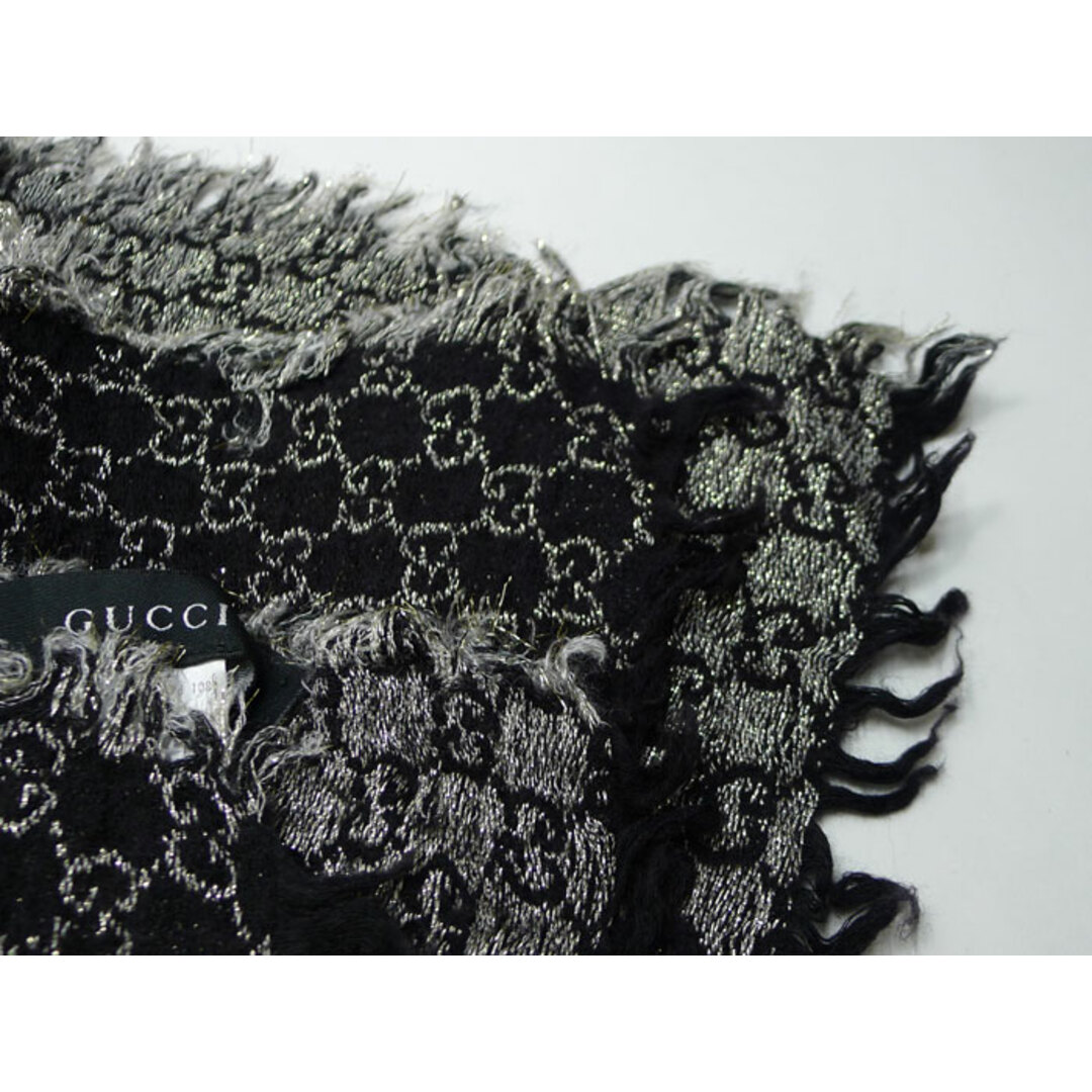 GUCCI GG柄 マフラー ストール ショール ウール混 ブラック グレー GUCCI GG柄 マフラー ストール ショール ウール混 ブラック グレー