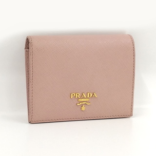 プラダ(PRADA)のPRADA 二つ折り 財布 ロゴ サフィアーノ レザー ピンク 1MV204(財布)