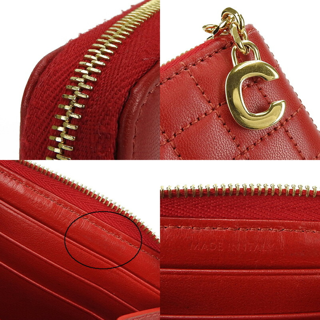 celine(セリーヌ)の【中古】セリーヌ コンパクトジップウォレット CELINE 10B663BFL.27ED Cチャーム カーフスキン レッド 赤 G金具  小物 compacr zipped wallet レディースのファッション小物(財布)の商品写真