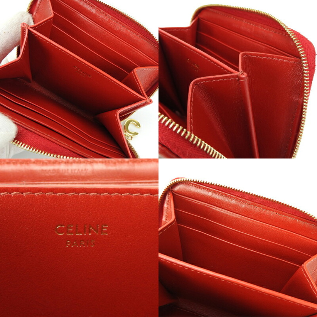 celine(セリーヌ)の【中古】セリーヌ コンパクトジップウォレット CELINE 10B663BFL.27ED Cチャーム カーフスキン レッド 赤 G金具  小物 compacr zipped wallet レディースのファッション小物(財布)の商品写真