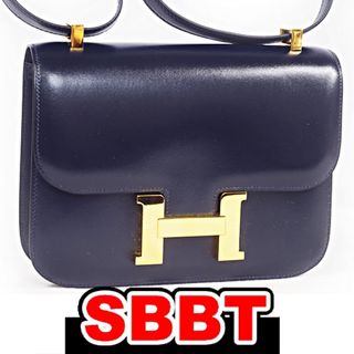 エルメス(Hermes)のエルメス コンスタンス23 濃紺 ボックスカーフ G金具 ○V刻印 未使用保管品(ショルダーバッグ)