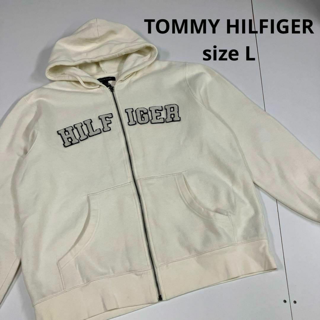 TOMMY HILFIGER - TOMMY HILFIGER ジップアップパーカー 古着 白