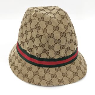 グッチ(Gucci)のGUCCI ハット GGキャンバス シェリーライン ベージュ ブラウン(ハット)