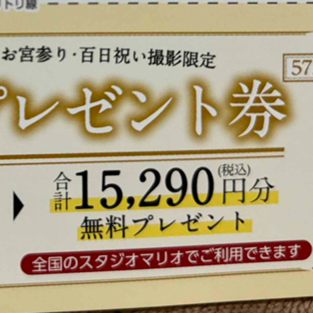 記念写真　お宮参り100日祝いセット　スタジオマリオ 記念写真　無料プレゼント券 チケットの施設利用券(その他)の商品写真