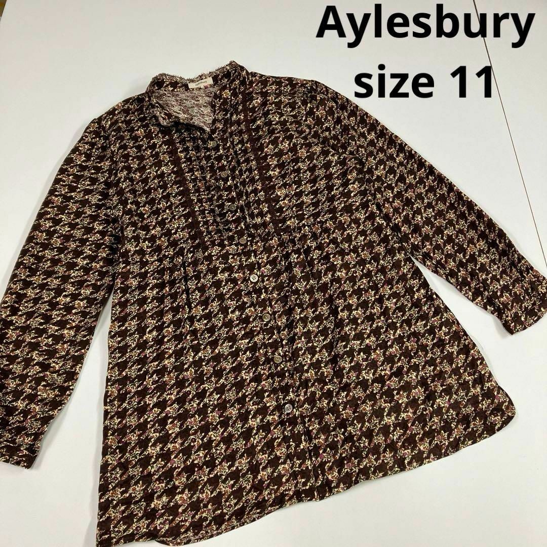 Aylesbury(アリスバーリー)のAylesbury ブラウス　シャツ　花柄　千鳥柄　古着女子　11 ドレスシャツ レディースのトップス(シャツ/ブラウス(長袖/七分))の商品写真