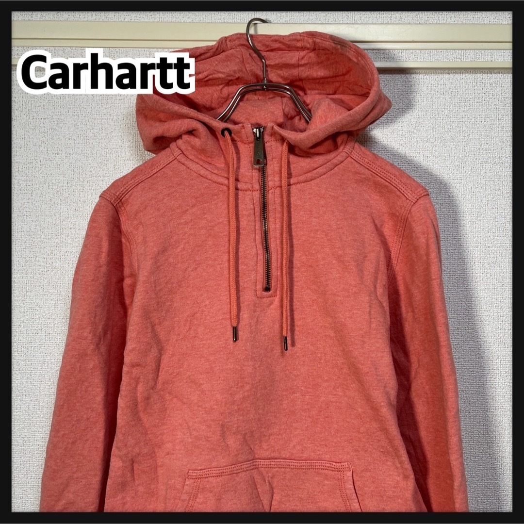 carhartt(カーハート)の【カーハート】ハーフジップパーカー　オレンジ　キッズ子供　刺繍ワンポイントF7 キッズ/ベビー/マタニティのキッズ服男の子用(90cm~)(ジャケット/上着)の商品写真