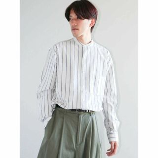 クラフトスタンダードブティック(CRAFT STANDARD BOUTIQUE)の【ストライプグリーン】ハーフプラケットバンドカラーシャツ(シャツ)