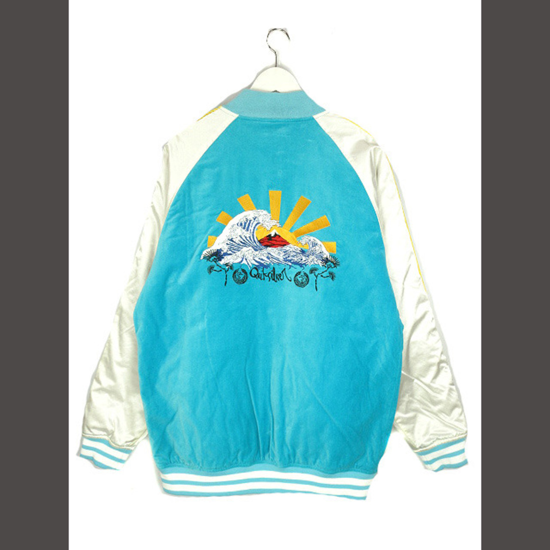 クイックシルバー スカジャン 富士山 刺繍 ベロア生地 L 水色 ジップアップ メンズのジャケット/アウター(その他)の商品写真