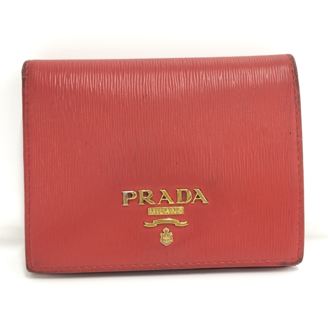 PRADA(プラダ)のPRADA 二つ折り コンパクト財布 レザー レッド 1MV204 レディースのファッション小物(財布)の商品写真