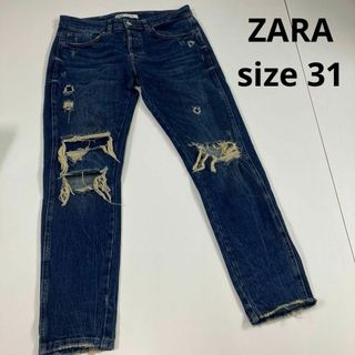 ザラ(ZARA)のZARA ザラ　クラッシュデニム　ダメージ加工　古着　ローライズ　ストレッチ(デニム/ジーンズ)