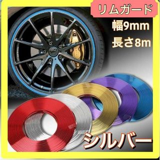 シルバー　ホイール　リムガード　8m　タイヤ交換　バイク　装飾　メッキ仕様　車(その他)