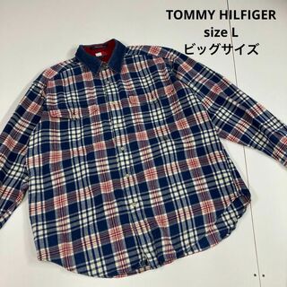 トミーヒルフィガー(TOMMY HILFIGER)のTOMMY HILFIGER ネルシャツ　襟デニム　チェック柄　古着　90's(シャツ)