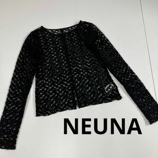 ヌナ(nuna)のNEUNA ヌナ フラワーネットレースブラウス ブラック　古着(シャツ/ブラウス(長袖/七分))