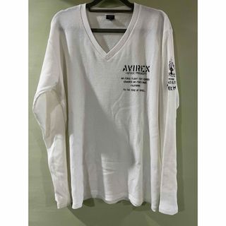 アヴィレックス(AVIREX)のアヴィレックス　ワッフル　Vネック カットソー　白　XL(Tシャツ/カットソー(七分/長袖))