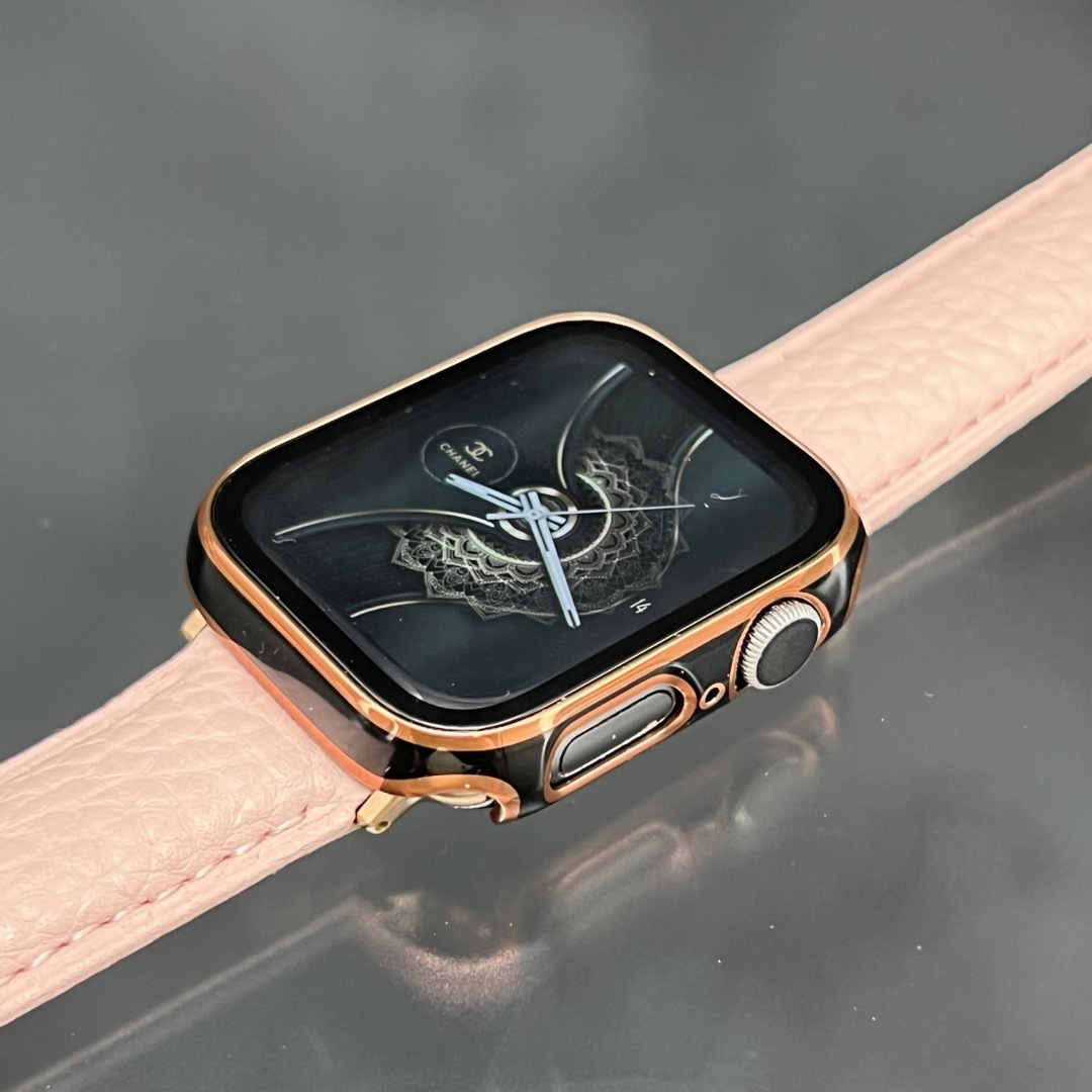 Apple Watch(アップルウォッチ)のアップルウォッチ　ローズケース　ピンク本革レザーベルト レディースのアクセサリー(その他)の商品写真