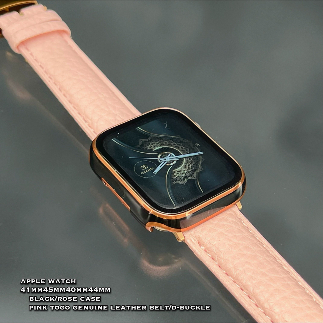 Apple Watch(アップルウォッチ)のアップルウォッチ　ローズケース　ピンク本革レザーベルト レディースのアクセサリー(その他)の商品写真