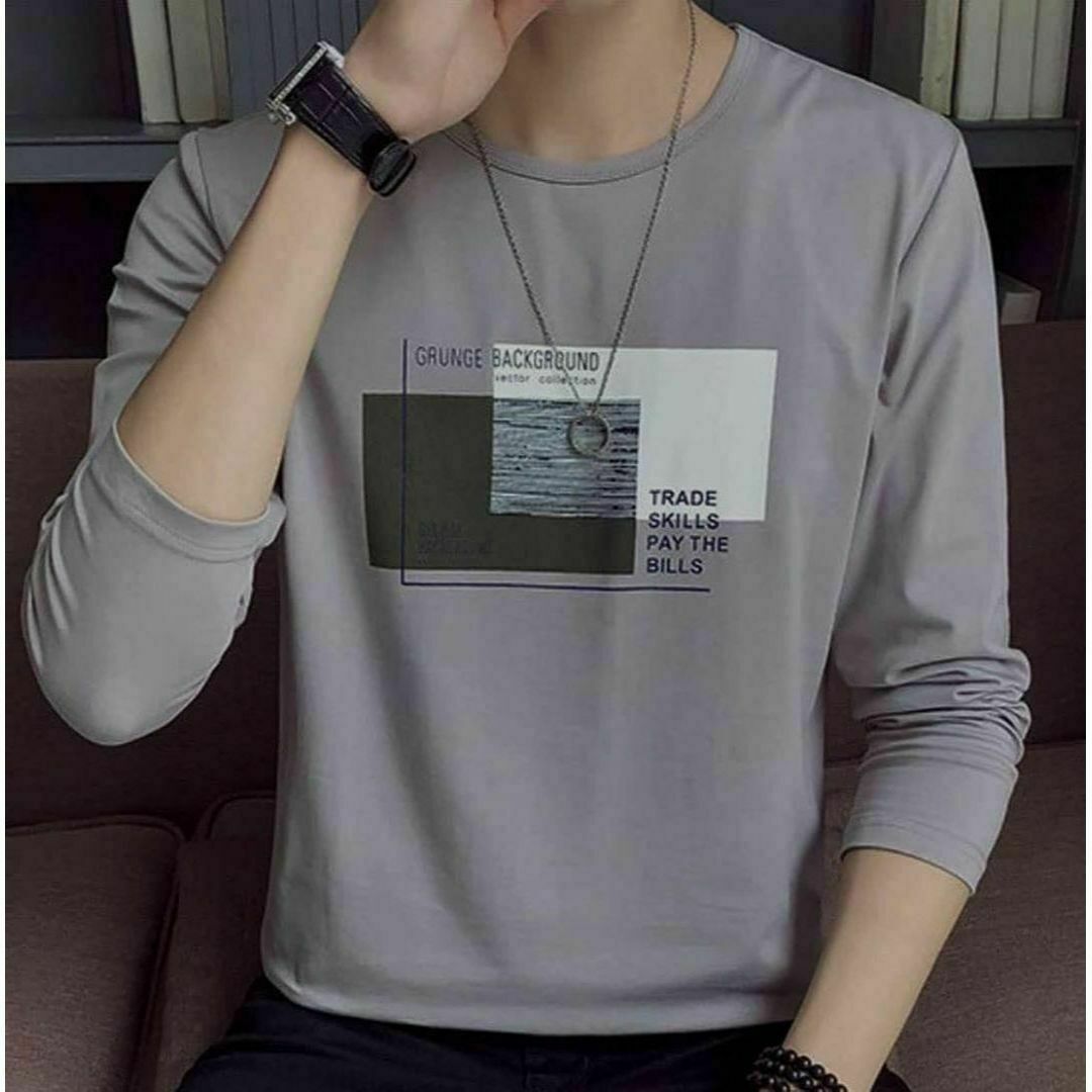 Tシャツ メンズ 長袖 大きいサイズ　XL ゆったり プリント おしゃれ メンズのトップス(Tシャツ/カットソー(七分/長袖))の商品写真