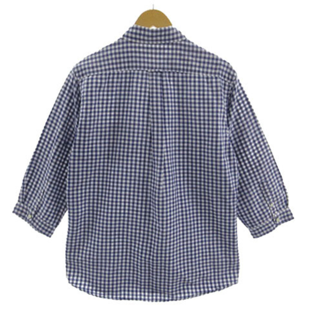 THE SHOP TK(ザショップティーケー)のTHE SHOP TK シャツ 七分袖 リネン混 ギンガムチェック 紫 白 XL メンズのトップス(シャツ)の商品写真