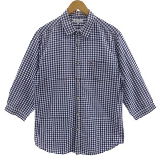 ザショップティーケー(THE SHOP TK)のTHE SHOP TK シャツ 七分袖 リネン混 ギンガムチェック 紫 白 XL(シャツ)