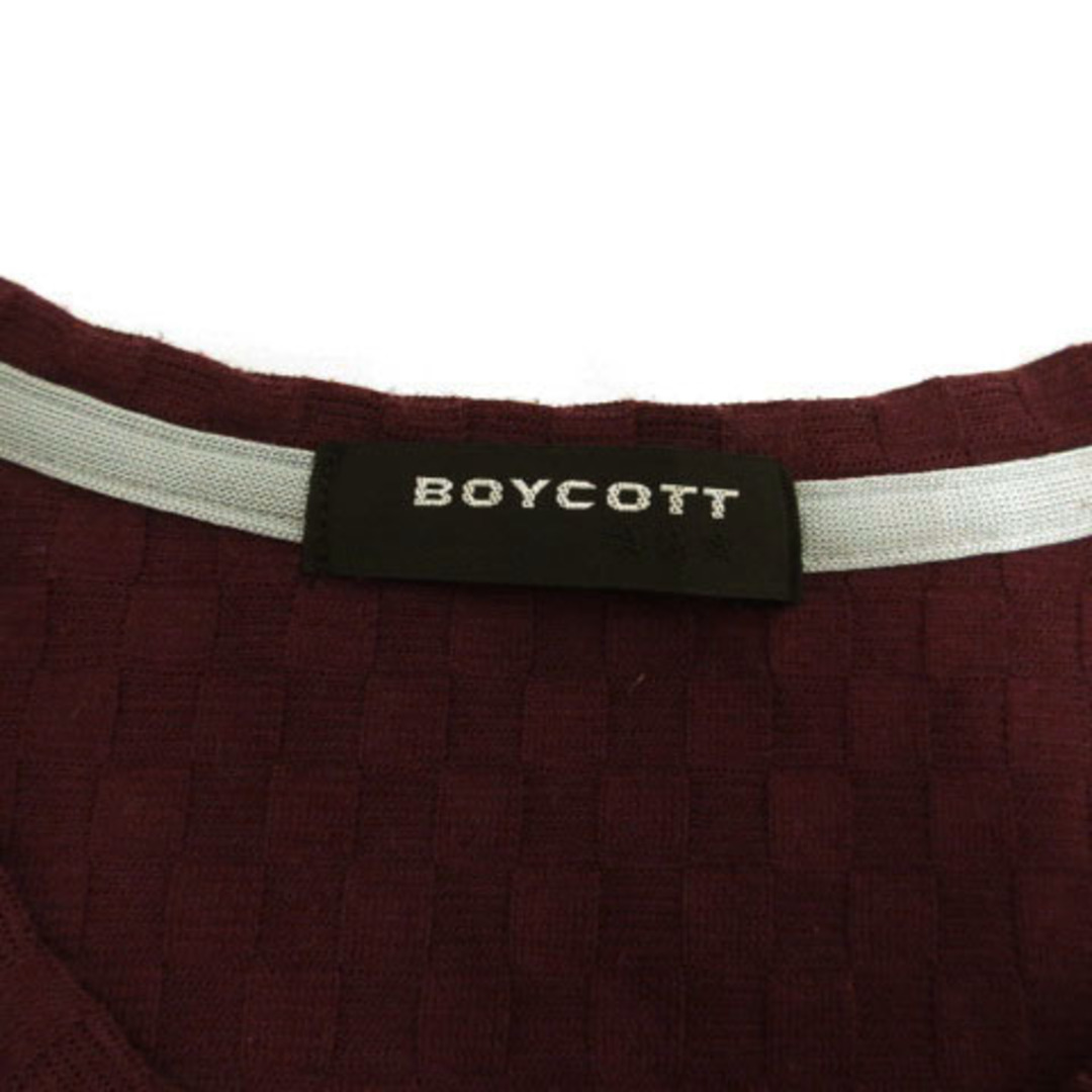 BOYCOTT(ボイコット)のボイコット Tシャツ 長袖 ロンT 日本製 バスケットチェック エンジ系 2 メンズのトップス(Tシャツ/カットソー(七分/長袖))の商品写真