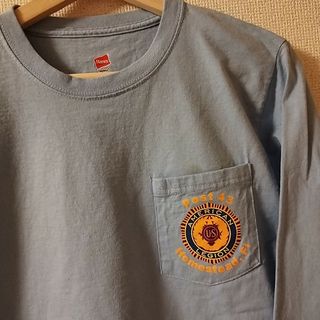 ヘインズ(Hanes)のアメリカ古着 Hanes ヘインズ　ポケット付きロンT　ライトブルー　Sサイズ(Tシャツ/カットソー(七分/長袖))