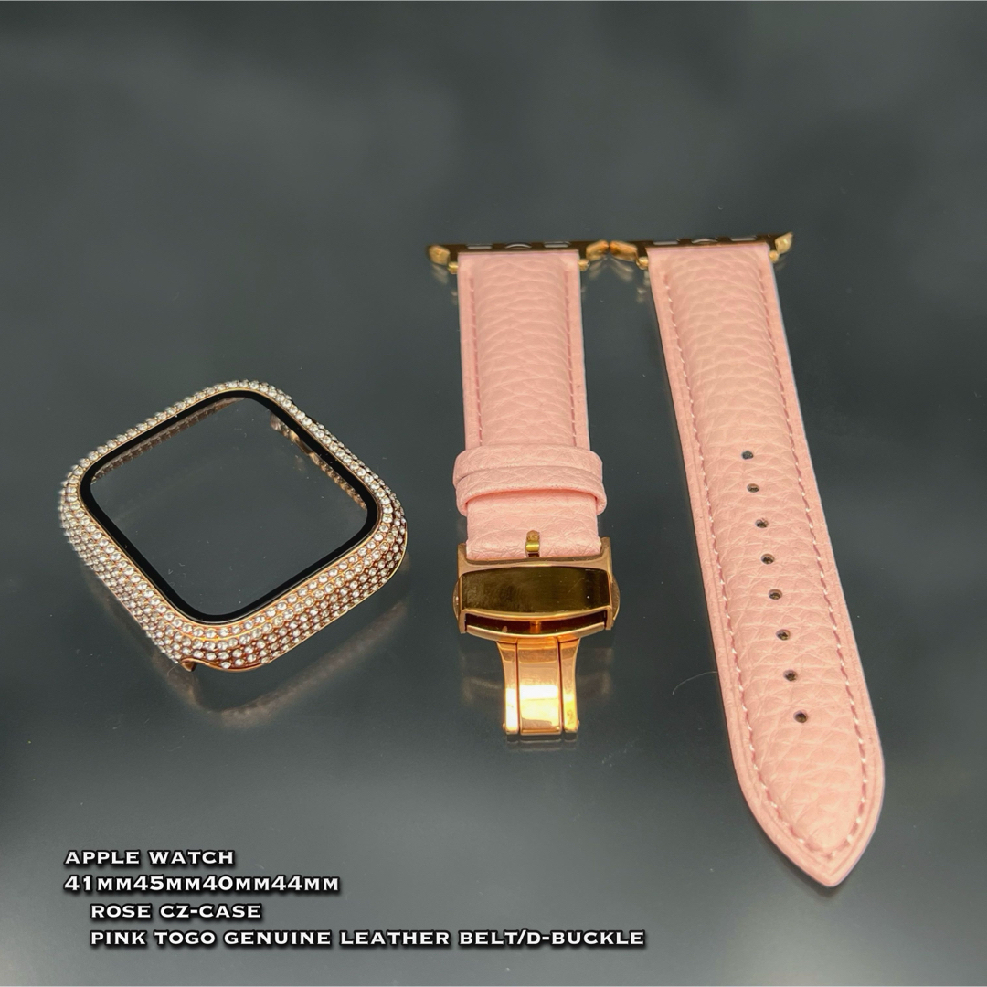 Apple Watch(アップルウォッチ)のアップルウォッチ　czケース　ピンク本革レザー レディースのファッション小物(その他)の商品写真
